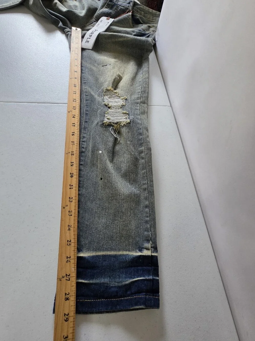Purple Brand Paint Splatter Jeans Size W-30 Distressed Faded Denim Edgy NEW